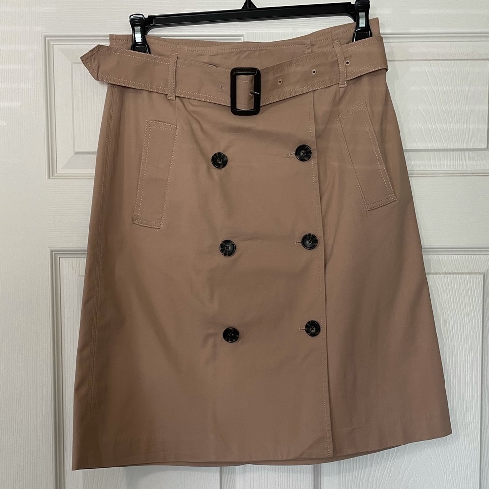 Tan Talbots Button up Skirt with Belt Size 10